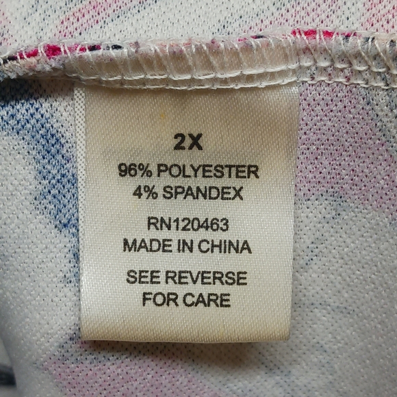 Violet B. Mini Dress Women Plus Size 2X Blue White Floral Short Sleeve Stretch - Picture 8 of 9